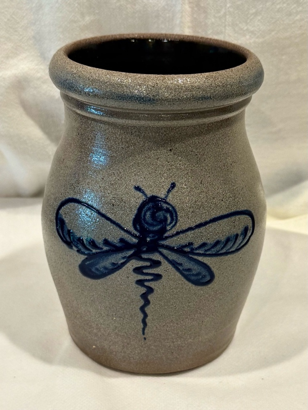 Vintage Rowe Pottery Stoneware Dragonfly Utensil Crock/Vase